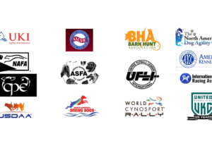 Logos for UKI, NAFA, CPE, USDAA, NACSW, ASFA, NADD, BHA, UFLI, WCRL, NADAC, AKC, ISDRA, UKC